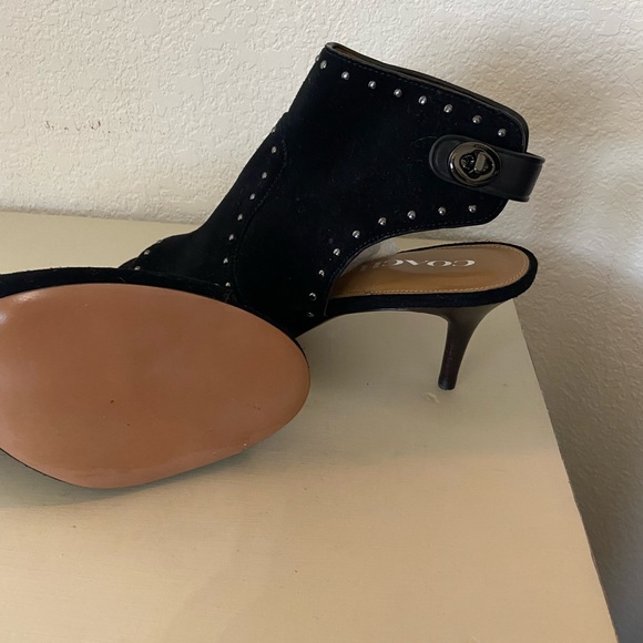 COACH MABELLA Open Toed Heel Black Suede with Studs. Never Worn. Size 8.5 - Picture 5 of 8